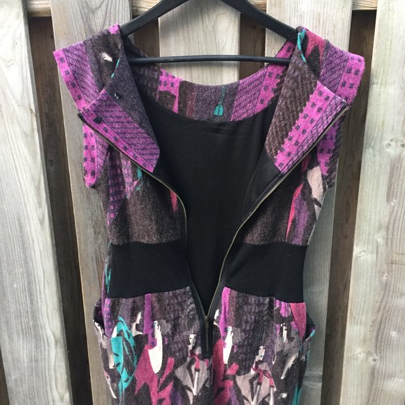 Purple & grey 'stylish ladies' mini dress tunic w/pockets - size S/M - Picture 7 of 7